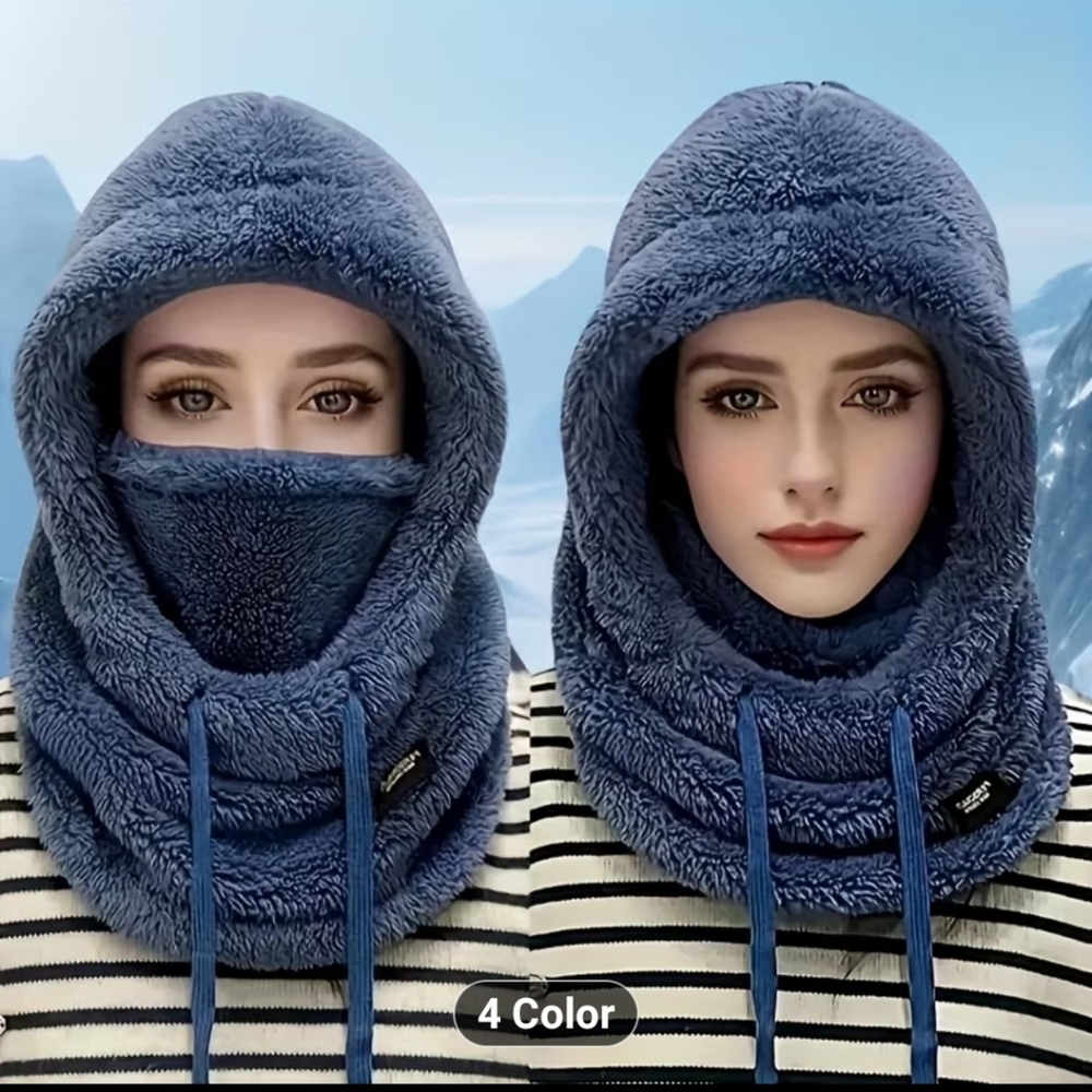 New Unisex Cozy Navy Blue Fleece Hooded Scarf #1086, 1087-0024